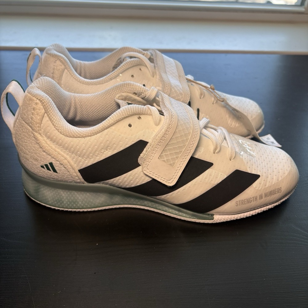 Adidas Adipower 3 Weightlifting Shoes Mens 6 / Womens 7 White Green IH8233